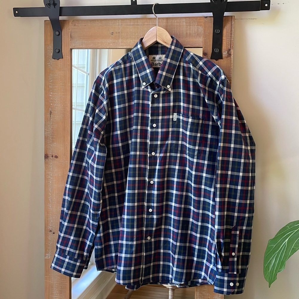 Barbour Tartan Plaid Button Down Shirt Size M